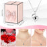 Rose with Moss Bear Figurine with LED Light & 925 Sterling Silver Heart Shaped Necklace